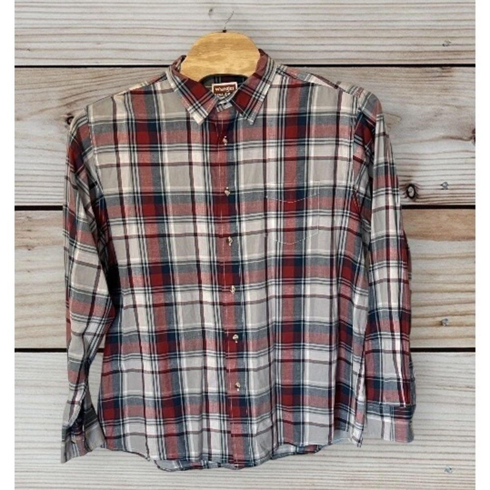Wrangler Jeans Co Men's Size‎ 2XL Long Sleeve Collared Button Up Shirt Plaid